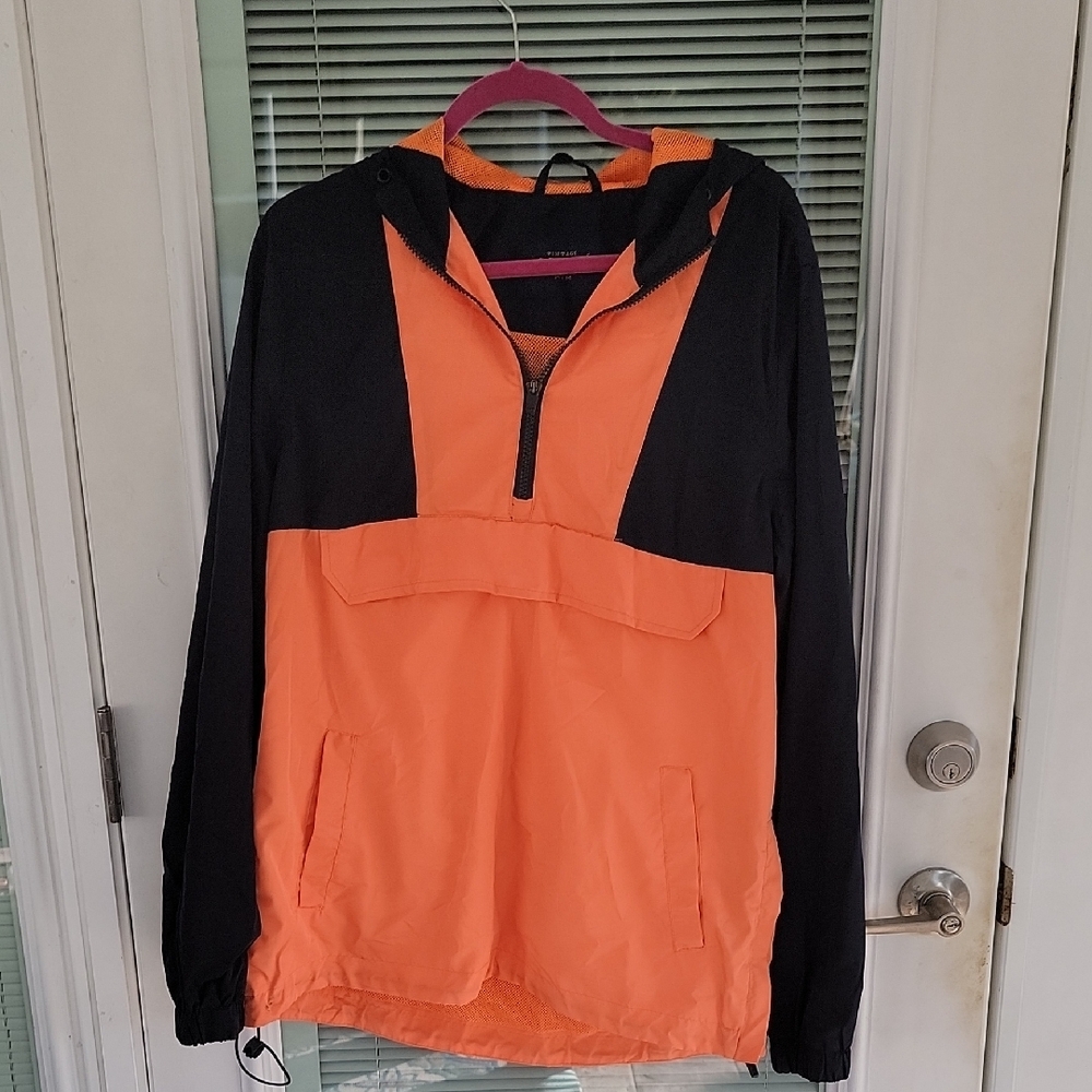 Cotton On Hooded Rain Jacket Side Zip Bungee Waist Kangaroo Pouch Sz M
